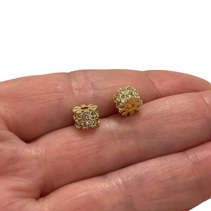 Peppy Beads PreStyled Sets 18K Gold Plated CZ Rondelle Spacer Charms 2 Pcs in a pack Peppy Beads PreStyled Sets 18K Gold Plated CZ Rondelle Spacer Charms 2 Pcs in a pack