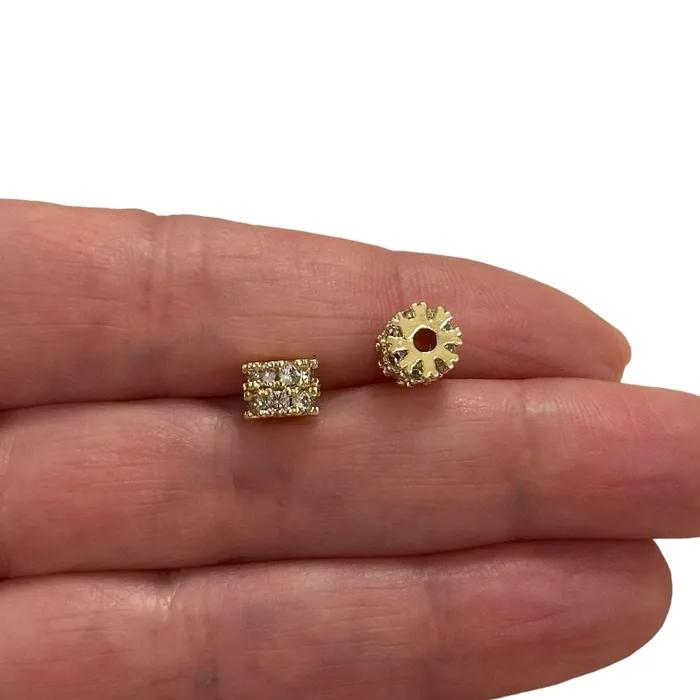 Peppy Beads PreStyled Sets 18K Gold Plated CZ Rondelle Spacer Charms 2 Pcs in a pack Peppy Beads PreStyled Sets 18K Gold Plated CZ Rondelle Spacer Charms 2 Pcs in a pack