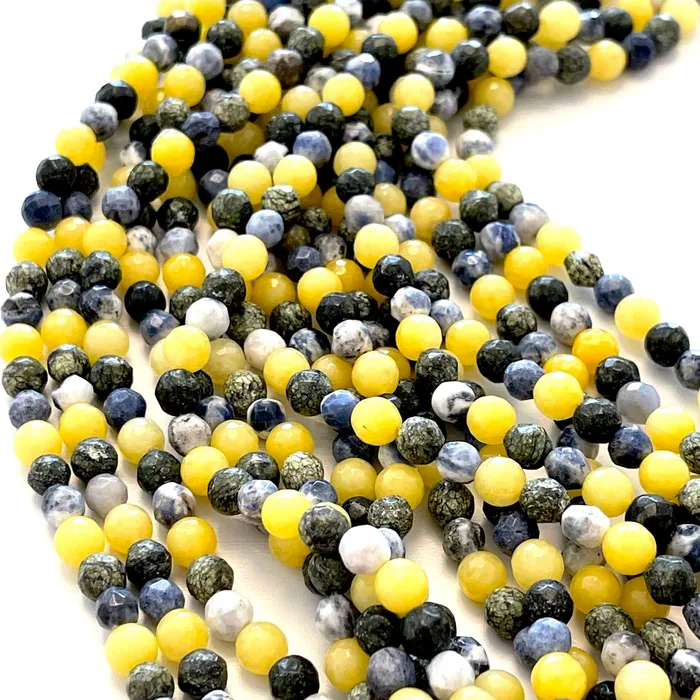 Peppy Beads Rings 6mm Multicolor Jade Faceted Round Gemstone Beads 64 Beads