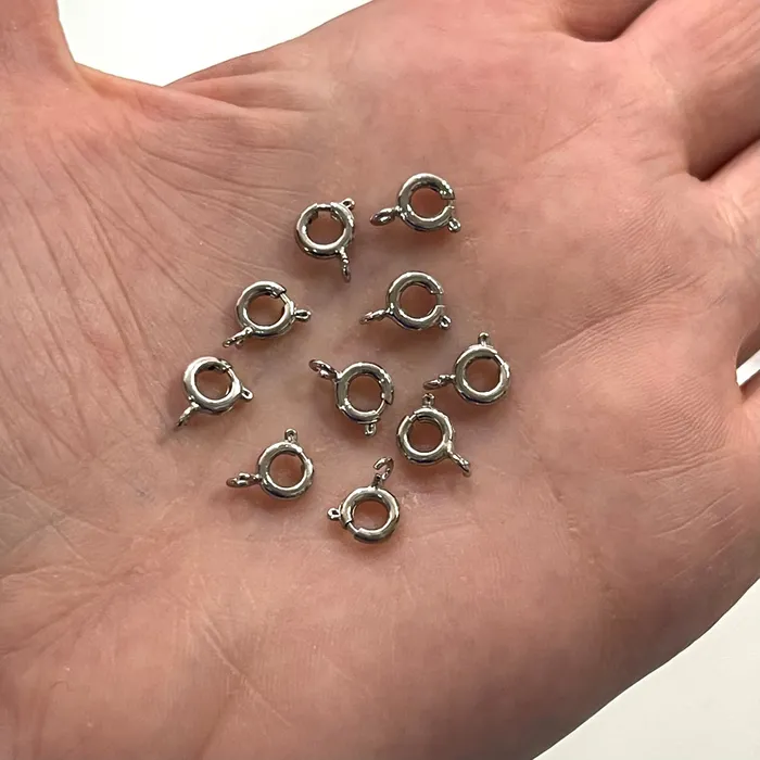 Peppy Beads Rings Rhodium Plated Spring Ring Clasps 6mm Spring Ring Clasps 10 Pcs in a pack Peppy Beads Rings Rhodium Plated Spring Ring Clasps 6mm Spring Ring Clasps 10 Pcs in a pack