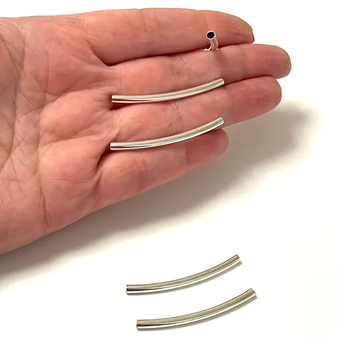 Peppy Beads Rings Silver Plated Spacer Tubes Round Tube Bars Silver Tube Bars