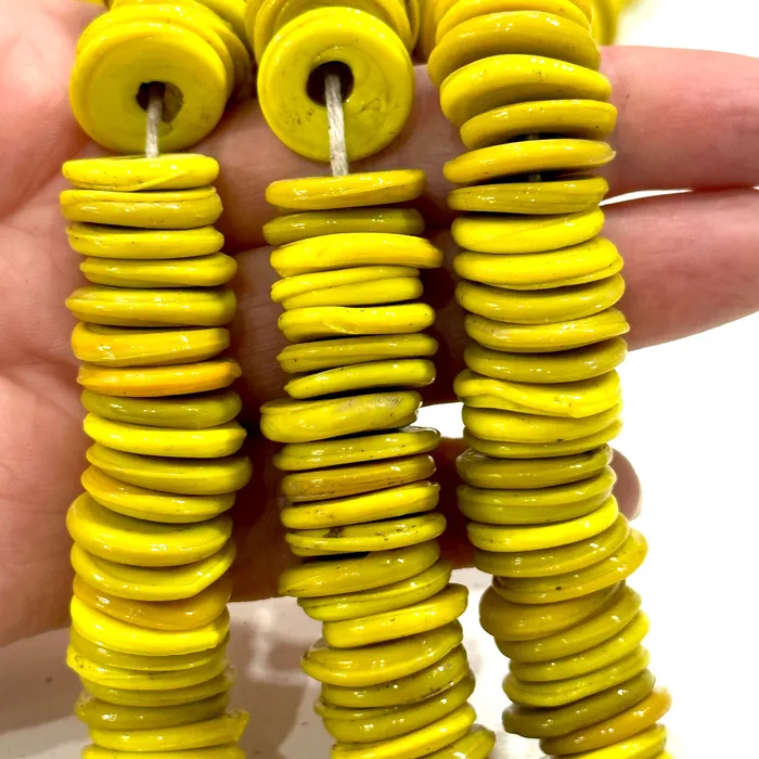 Peppy Beads Rings Turkish Artisan Hand Made Yellow Glass Large Ring Beads 50 Beads in a pack