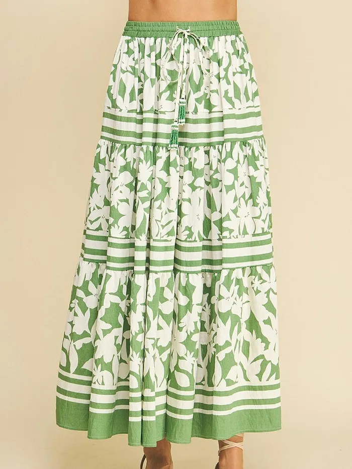 Pinch Rings Fiona Floral Print Tiered Maxi Skirt