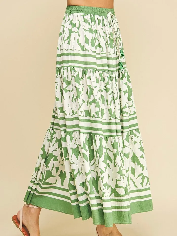 Pinch Rings Fiona Floral Print Tiered Maxi Skirt