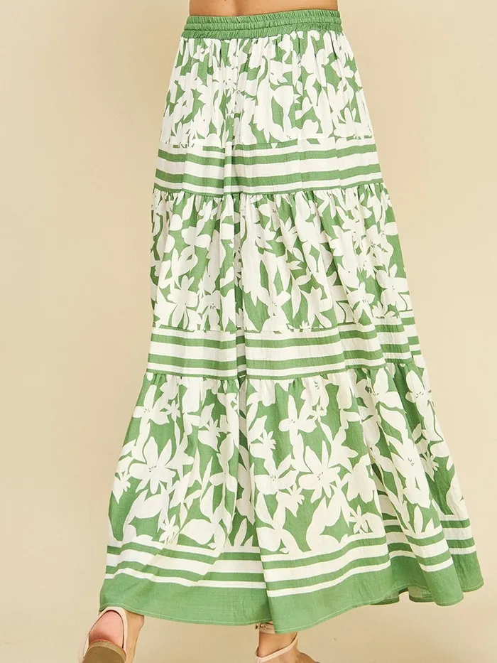 Pinch Rings Fiona Floral Print Tiered Maxi Skirt