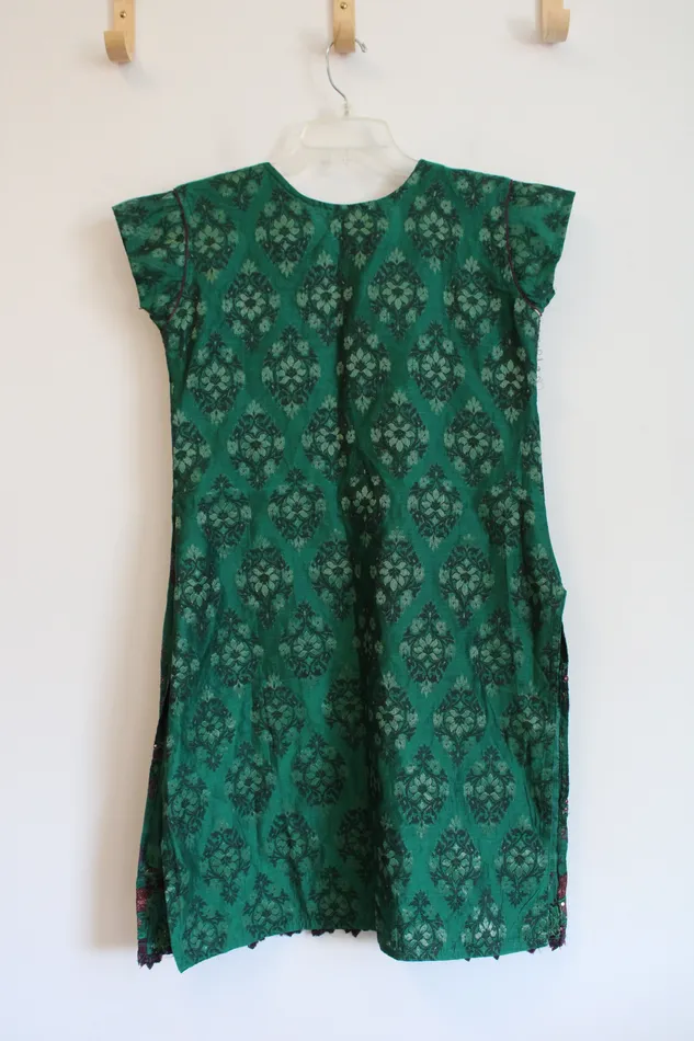 Pink Purple Sequin Patterned Green Tunic Top Jubilee Thrift Earrings