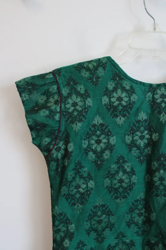 Pink Purple Sequin Patterned Green Tunic Top Jubilee Thrift Earrings