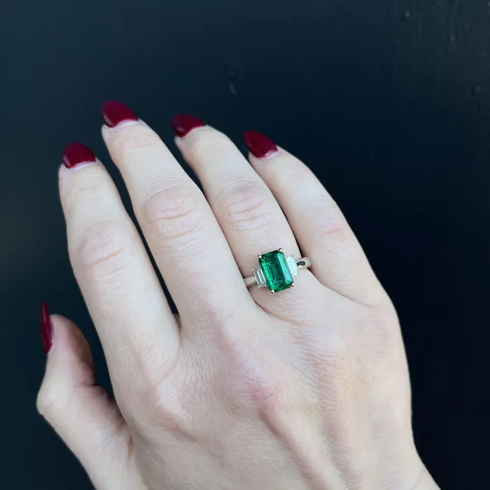 Platinum 243 Carat Emerald and Diamond Ring The Gem House Rings