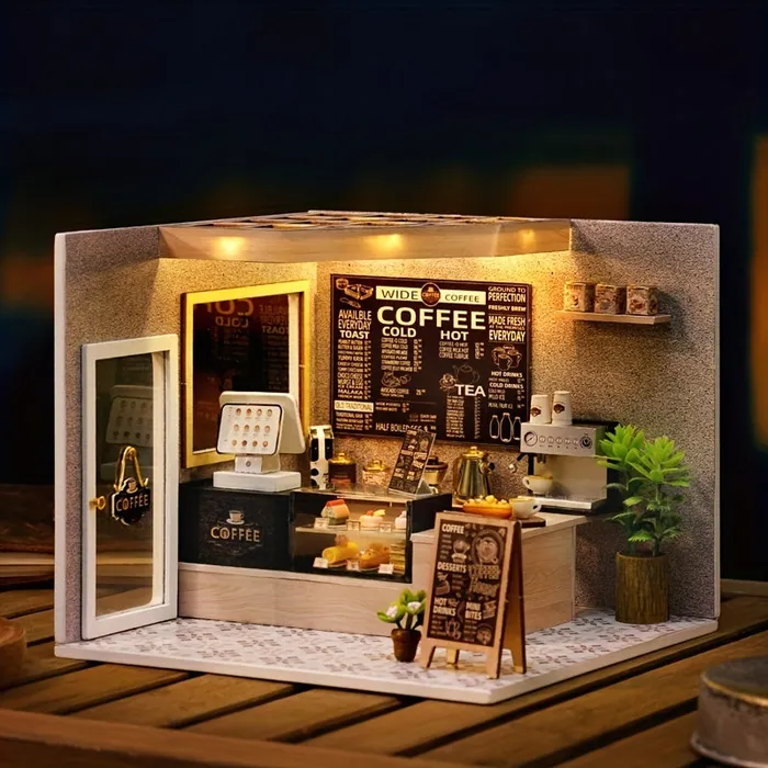 Portraits and Miniatures by NC Miniature Ice Cream Shop Kit with Battery Powered Lighting Necklaces