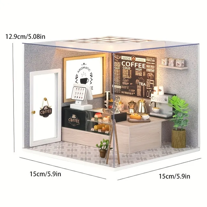 Portraits and Miniatures by NC Miniature Ice Cream Shop Kit with Battery Powered Lighting Necklaces