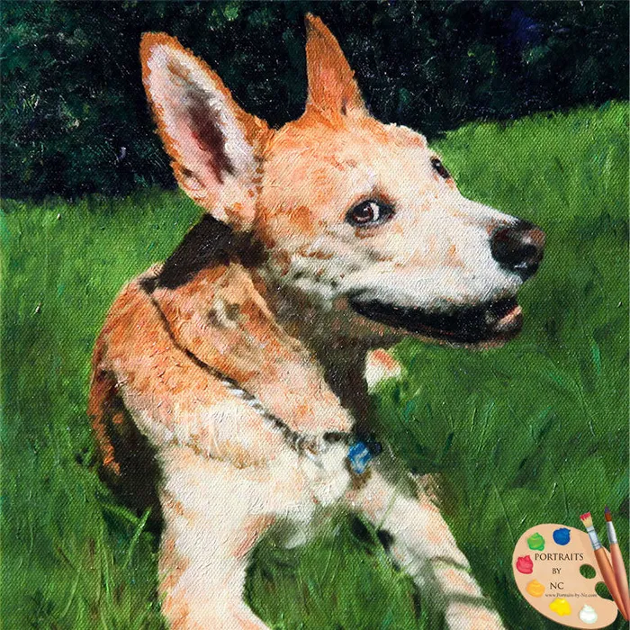 Portraits by NC Earrings American Dingo Dog Oil Portrait