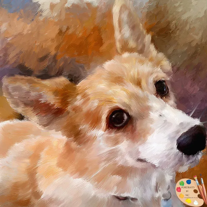 Portraits by NC Earrings Corgi Dog Portrait