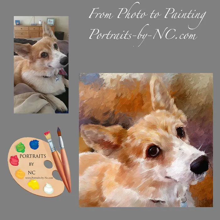Portraits by NC Earrings Corgi Dog Portrait