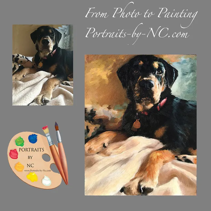 Portraits by NC Earrings Rottweiler Dog Oil Portrait