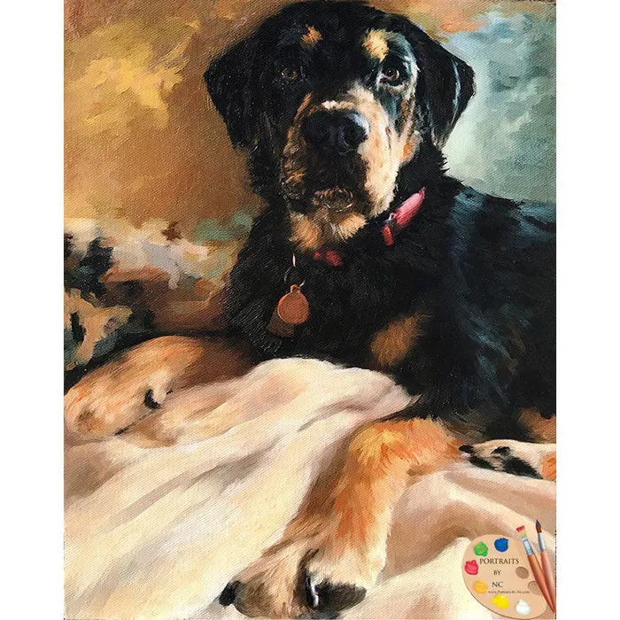 Portraits by NC Earrings Rottweiler Dog Oil Portrait