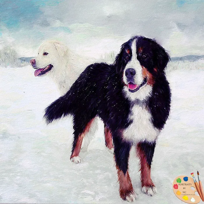 Portraits by NC Great Pyrenees and Bernese Dog Portrait Necklaces