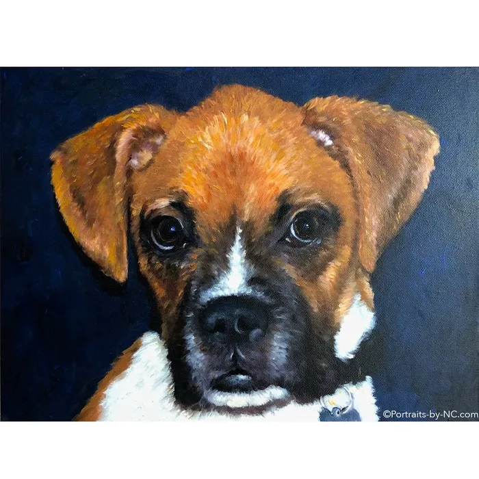 Portraits by NC Necklaces Boxer Puppy Custom Oil Portrait