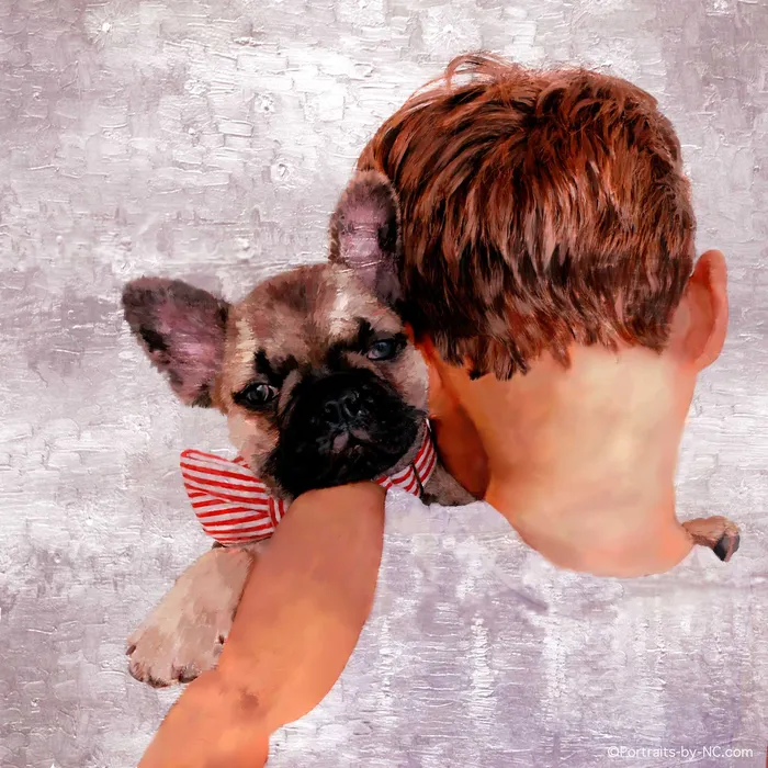 Portraits by NC The New Puppy Child with Pet Portrait Necklaces