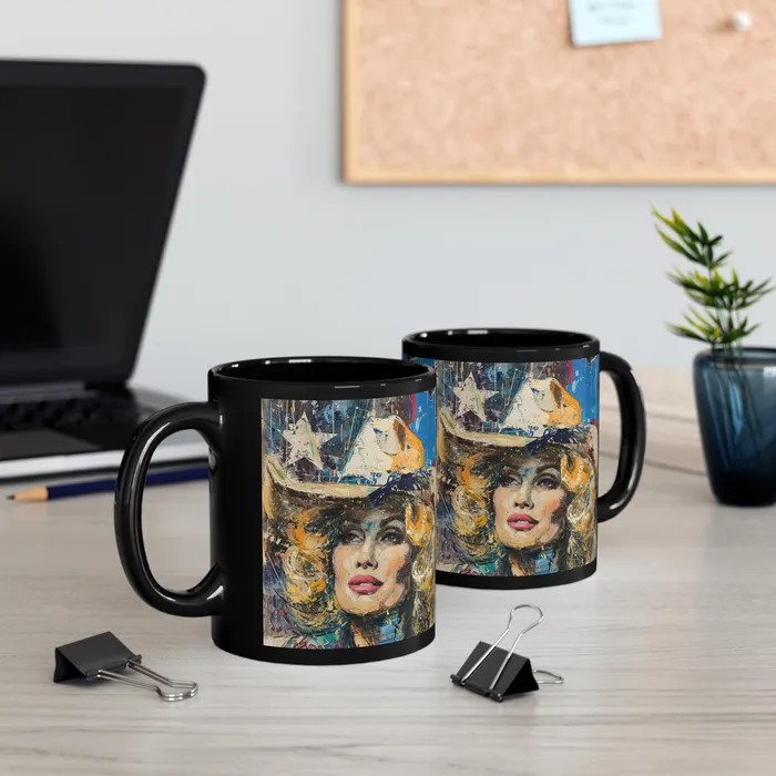 Printify Black Mug 11oz 15oz Country Queen Rings