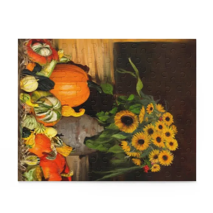 Printify Necklaces Photo Puzzle 120 252 500Piece Bountiful Harvest Gourds