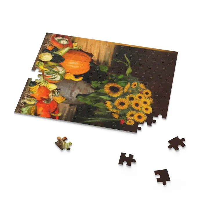 Printify Necklaces Photo Puzzle 120 252 500Piece Bountiful Harvest Gourds