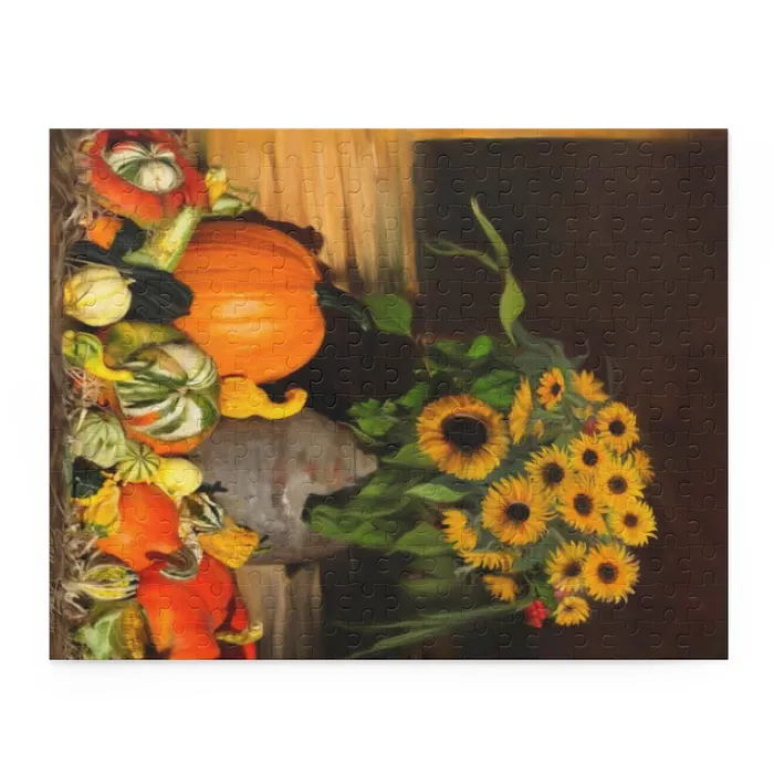 Printify Necklaces Photo Puzzle 120 252 500Piece Bountiful Harvest Gourds