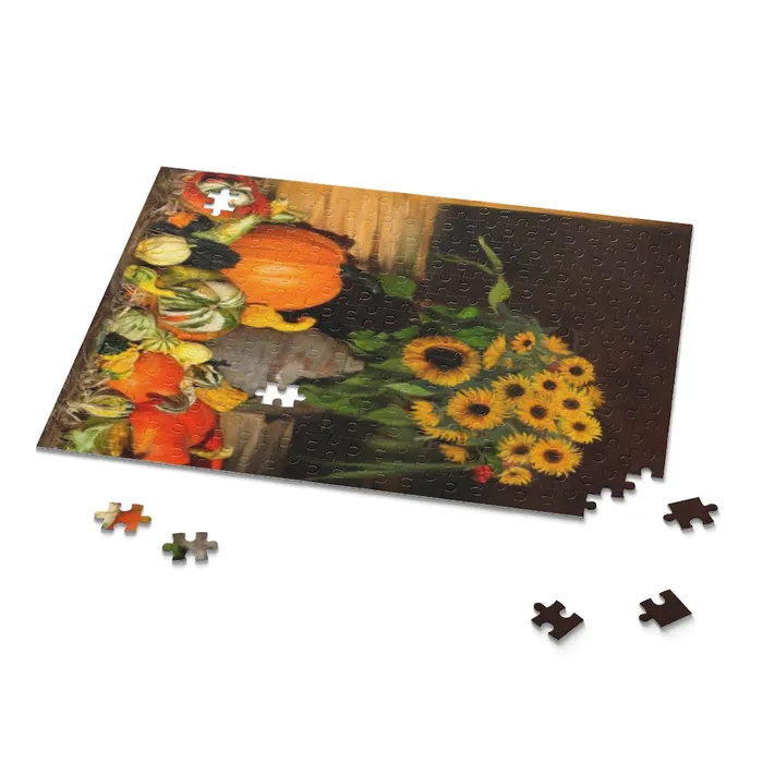 Printify Necklaces Photo Puzzle 120 252 500Piece Bountiful Harvest Gourds