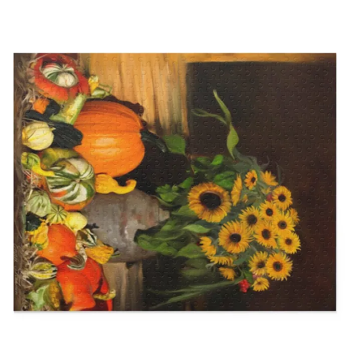 Printify Necklaces Photo Puzzle 120 252 500Piece Bountiful Harvest Gourds
