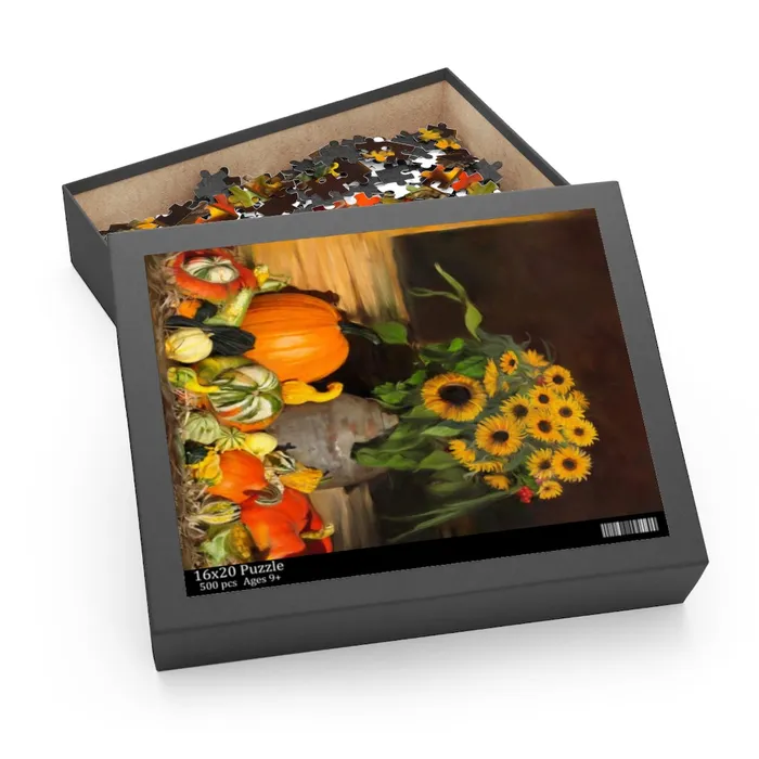 Printify Necklaces Photo Puzzle 120 252 500Piece Bountiful Harvest Gourds