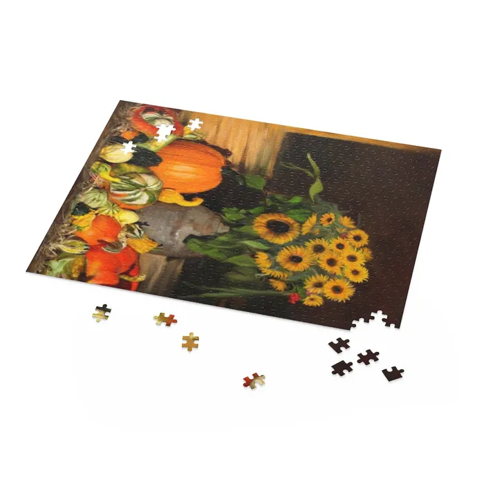 Printify Necklaces Photo Puzzle 120 252 500Piece Bountiful Harvest Gourds