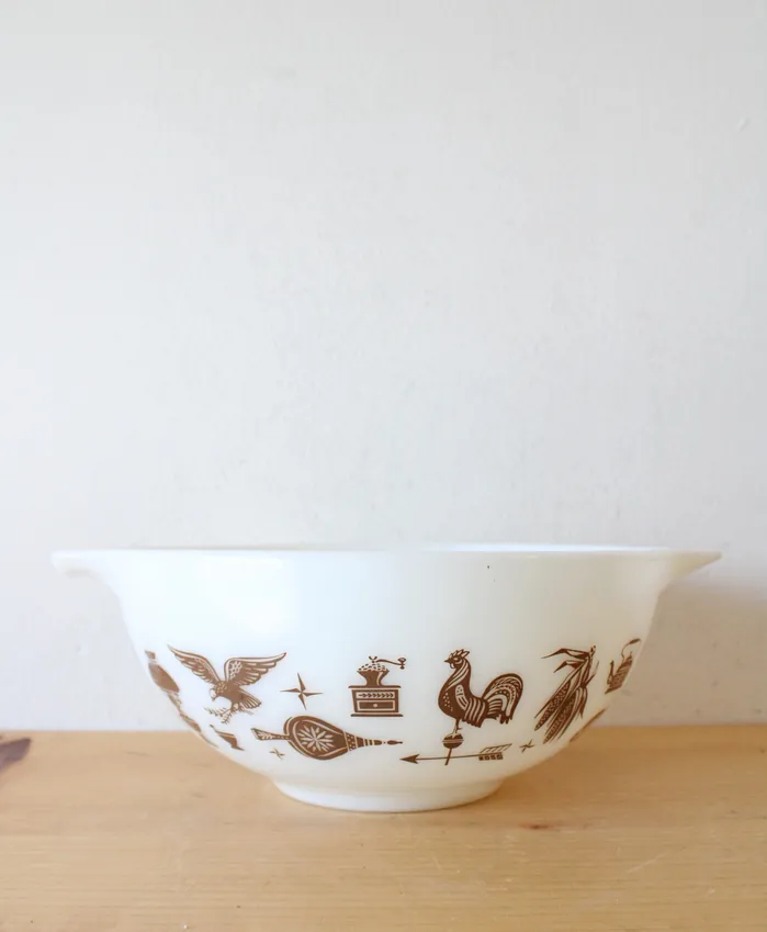 Pyrex Earrings Pyrex 443 25 Quart Brown Early American Cinderella Bowl