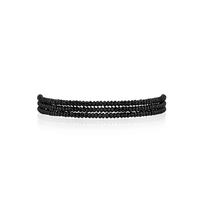 RACHEL LYNN CHICAGO Bracelets 15mm Black Onyx Triple Stack Beaded Bracelet