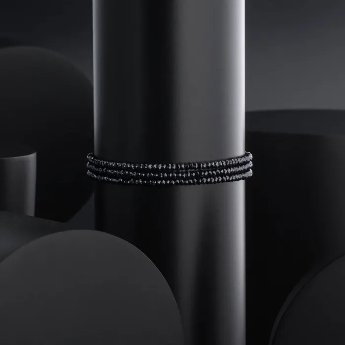 RACHEL LYNN CHICAGO Bracelets 15mm Black Onyx Triple Stack Beaded Bracelet