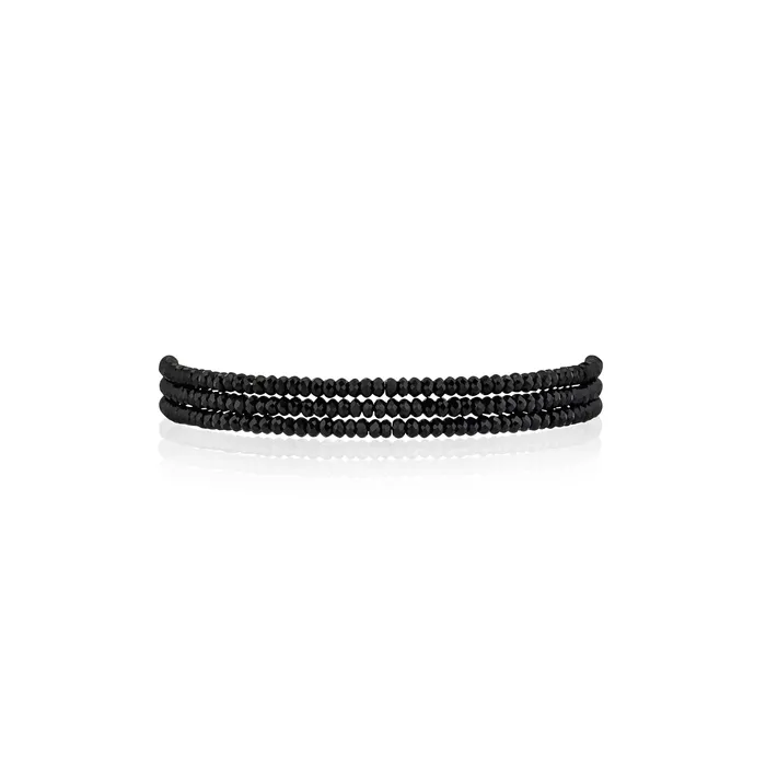 RACHEL LYNN CHICAGO Bracelets 15mm Black Onyx Triple Stack Beaded Bracelet