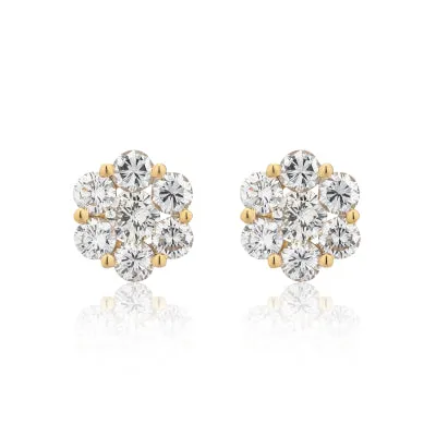 RACHEL LYNN CHICAGO Earrings 18 Karat Yellow Gold Floral Stud Earrings 250cts