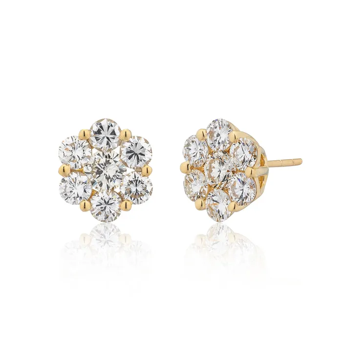 RACHEL LYNN CHICAGO Earrings 18 Karat Yellow Gold Floral Stud Earrings 250cts