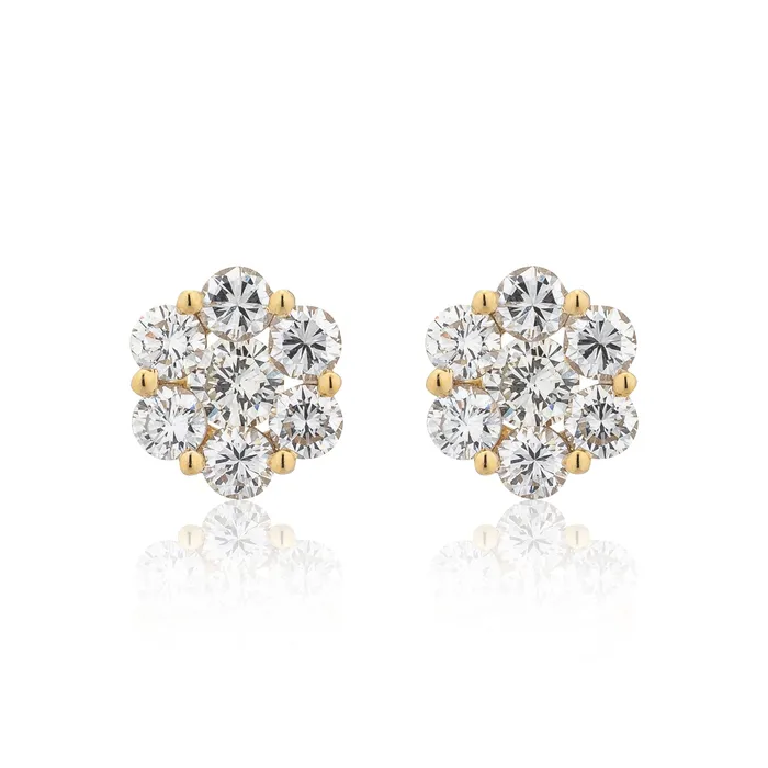 RACHEL LYNN CHICAGO Earrings 18 Karat Yellow Gold Floral Stud Earrings 250cts