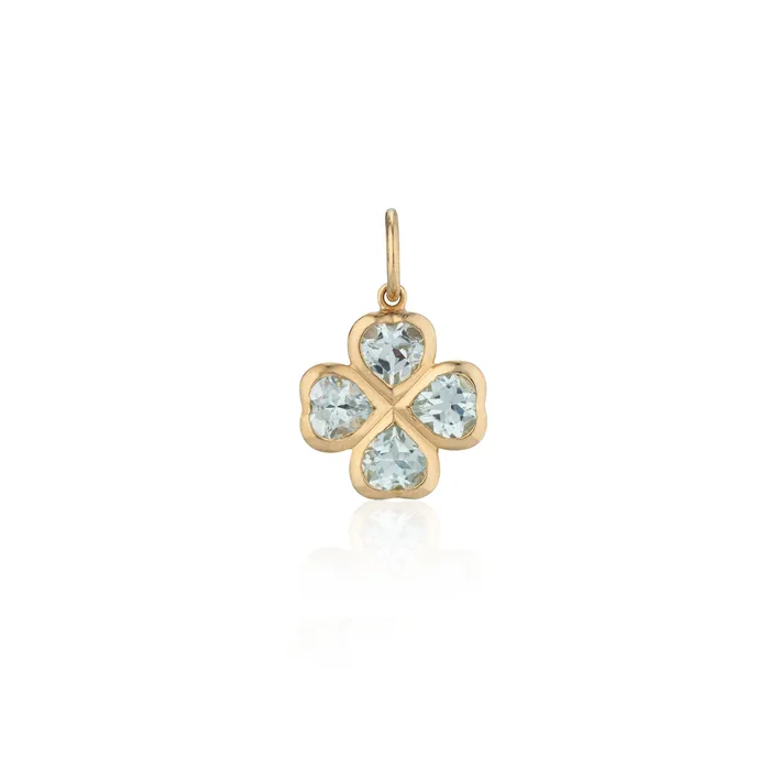 RACHEL LYNN CHICAGO Earrings Yellow Gold and Aquamarine Clover Charm