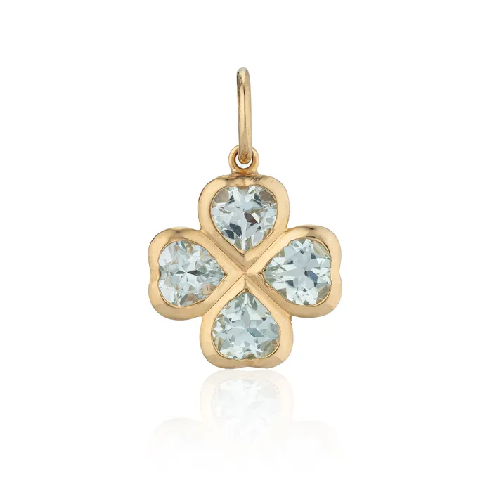 RACHEL LYNN CHICAGO Earrings Yellow Gold and Aquamarine Clover Charm