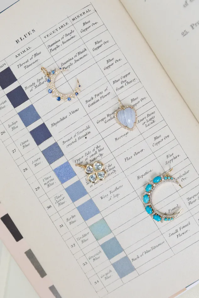 RACHEL LYNN CHICAGO Earrings Yellow Gold and Aquamarine Clover Charm