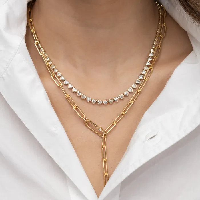 RACHEL LYNN CHICAGO Necklaces Gold Filled Chain Large Diamond Clasp Necklace