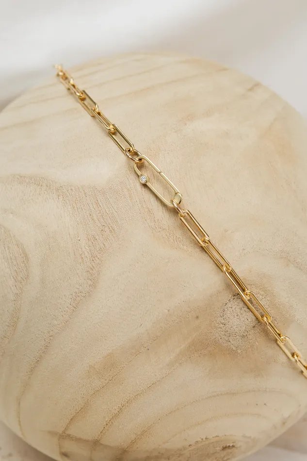 RACHEL LYNN CHICAGO Necklaces Gold Filled Chain Large Diamond Clasp Necklace