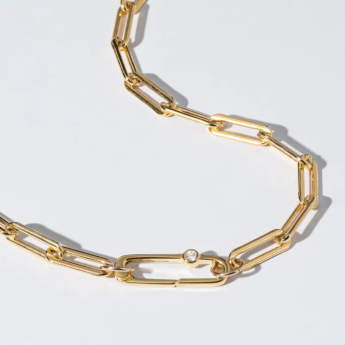 RACHEL LYNN CHICAGO Necklaces Gold Filled Chain Large Diamond Clasp Necklace