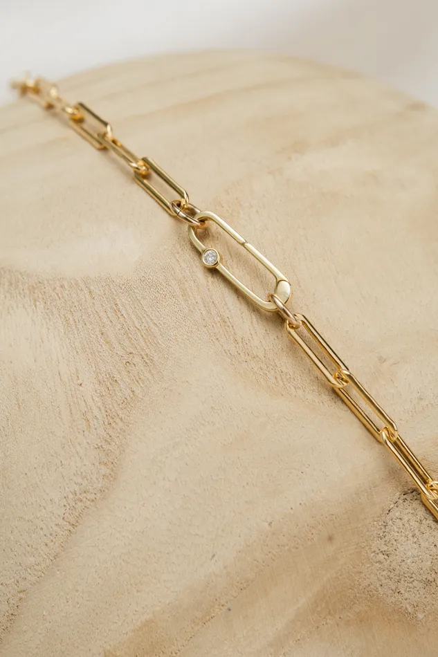 RACHEL LYNN CHICAGO Necklaces Gold Filled Chain Large Diamond Clasp Necklace