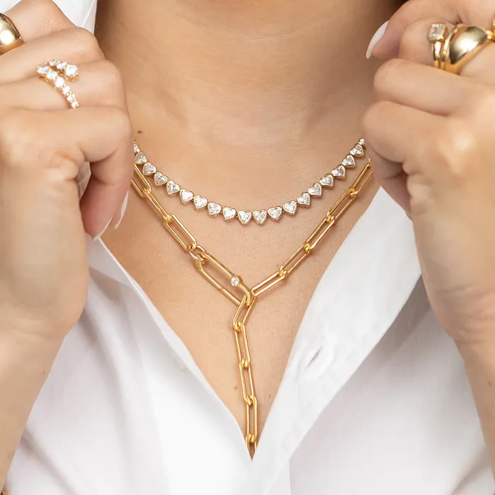RACHEL LYNN CHICAGO Necklaces Gold Filled Chain Large Diamond Clasp Necklace