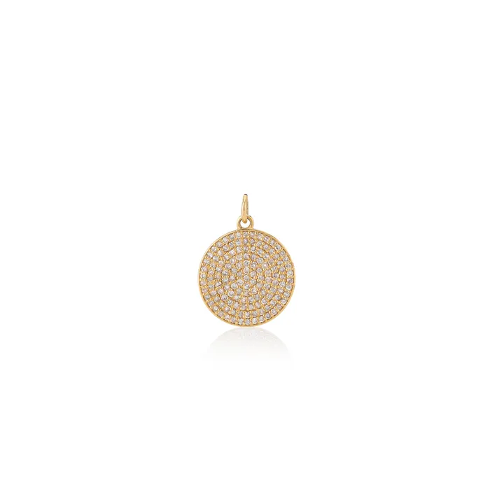 RACHEL LYNN CHICAGO Necklaces Medium Yellow Gold and Diamond Disk Pendant