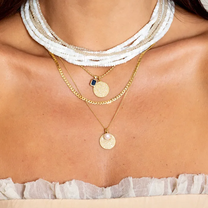 RACHEL LYNN CHICAGO Necklaces Medium Yellow Gold and Diamond Disk Pendant