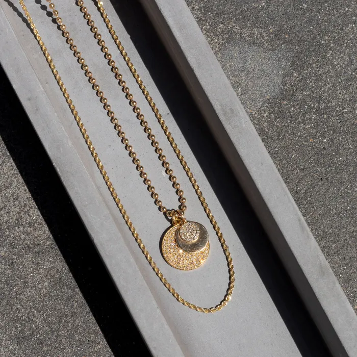 RACHEL LYNN CHICAGO Necklaces Medium Yellow Gold and Diamond Disk Pendant