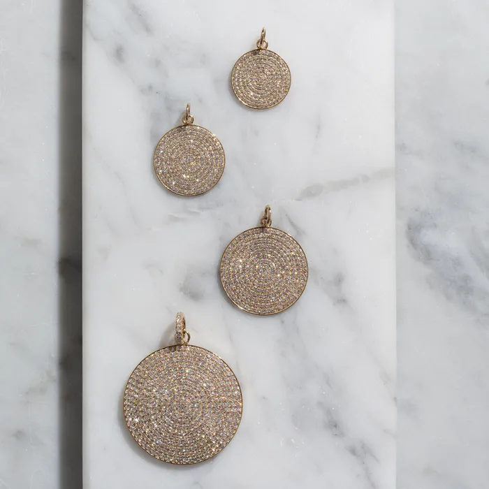 RACHEL LYNN CHICAGO Necklaces Medium Yellow Gold and Diamond Disk Pendant