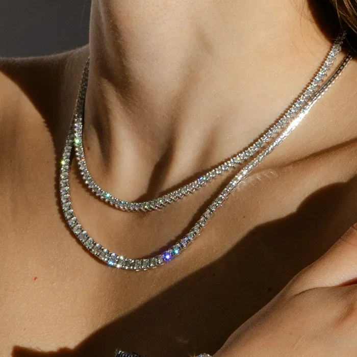 RACHEL LYNN CHICAGO Necklaces White Gold All The Way Graduated 800cts Diamond 1750 Tennis Necklace